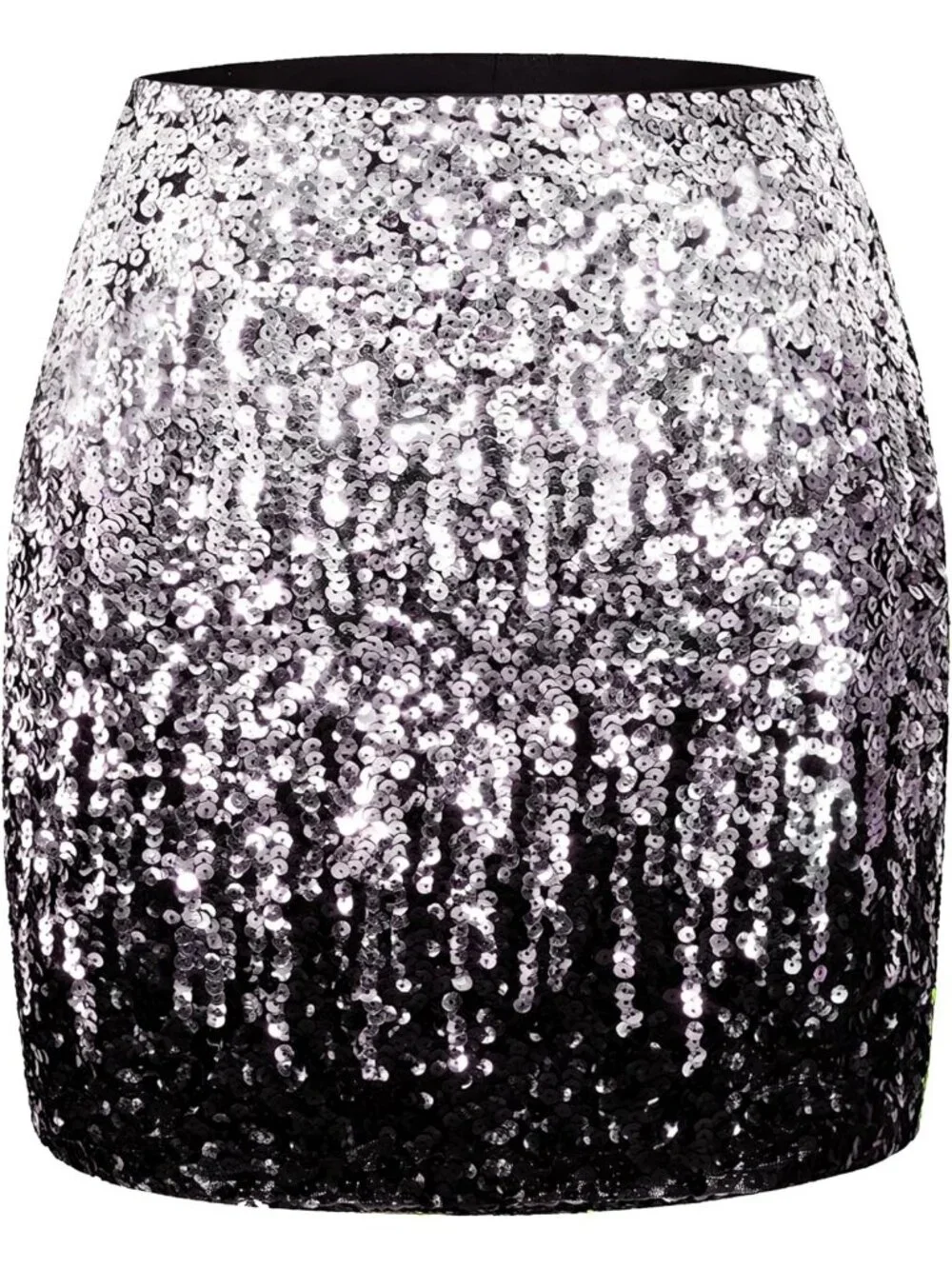 Women's Sequin Sparkle High Waist Bodycon Stretchy Silver/Gray/Black Mini Skirt